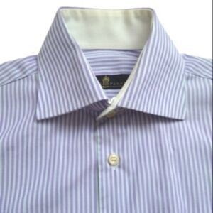 EREDI PISANO Men's Stripes Cotton Long Sleeves Button Up Dress Shirt